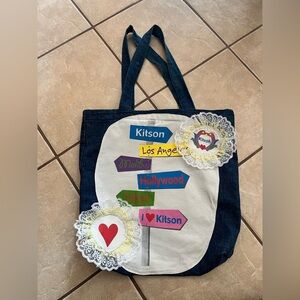 KITSON LA denim tote bag with zipper